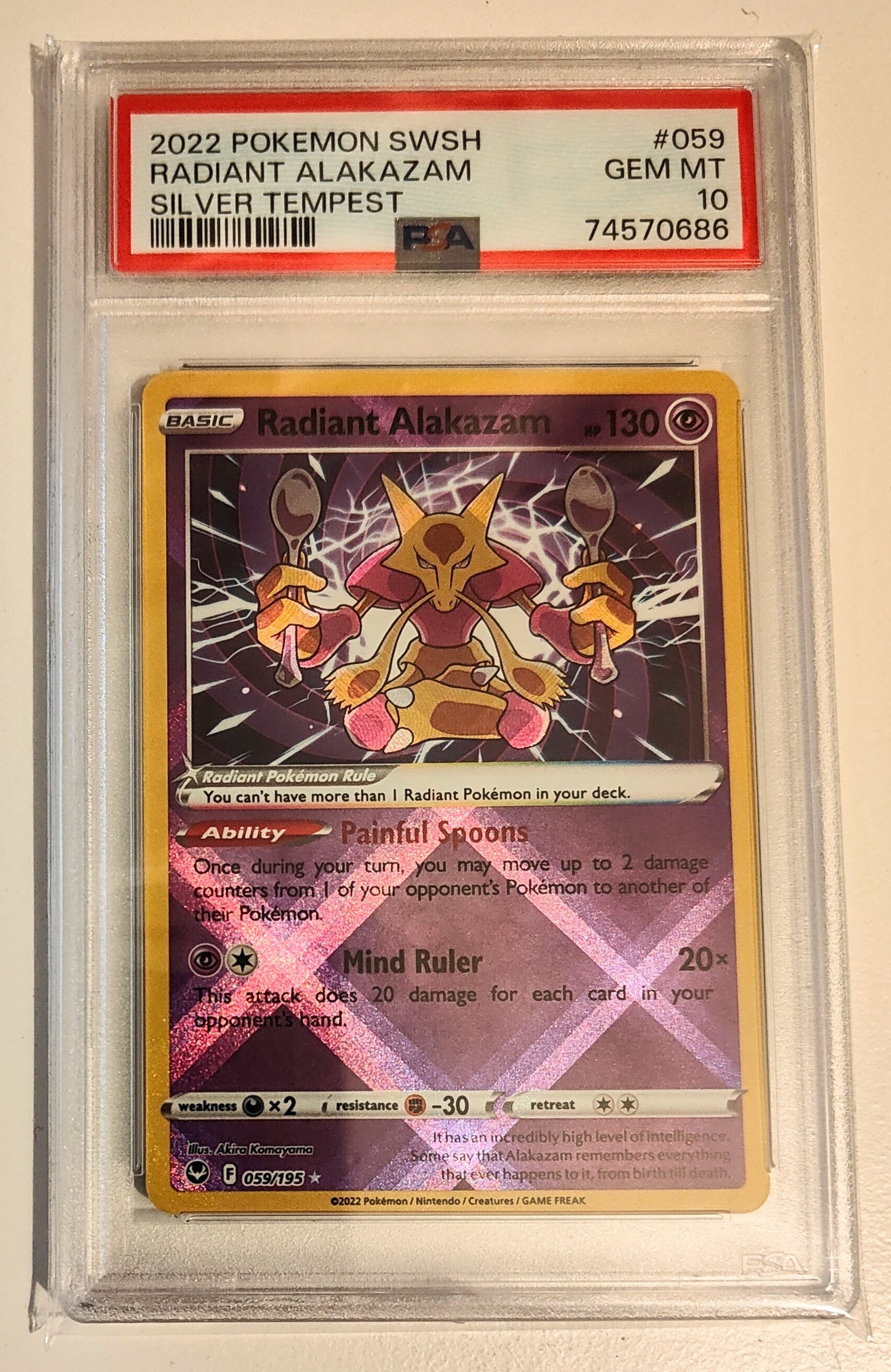 Radiant Alakazam 059/195 - PSA 10 GEM MINT - Silver Tempest
